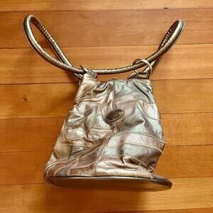 Vintage 80s Piatto Art Deco Metallic Circular Purse